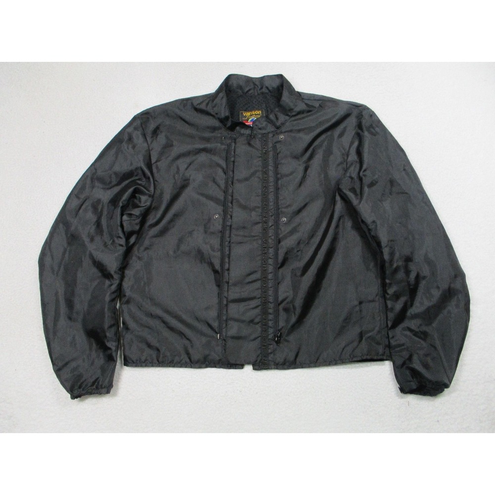 Vanson Leathers Jacket Mens Large Black‎ Zip-In Liner Windbreaker Nylon Mesh
